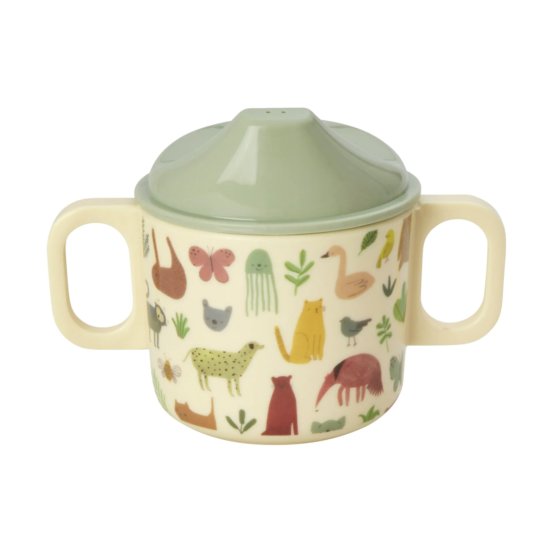 Tasse pour enfant Rice avec deux poignées 20 cl, Sweet Jungle Print-Cream RICE