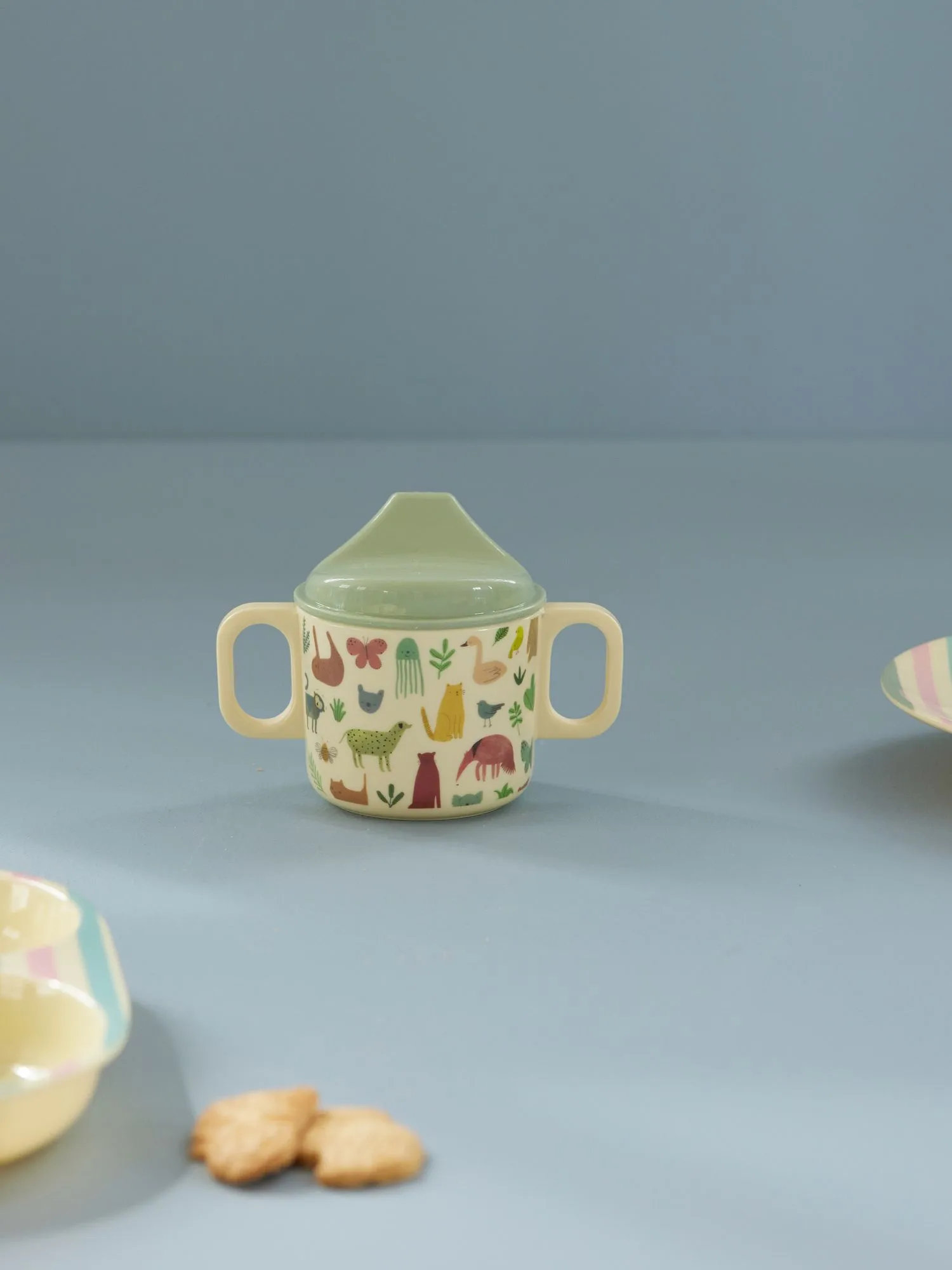 Tasse pour enfant Rice avec deux poignées 20 cl, Sweet Jungle Print-Cream RICE