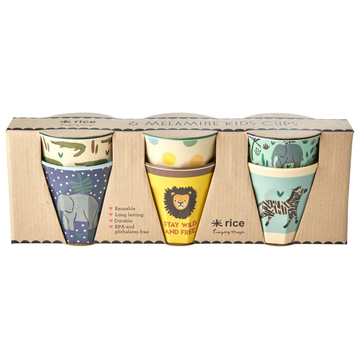 Tasse pour enfant Rice Jungle animals Lot de 6 - Bleu-multi - RICE
