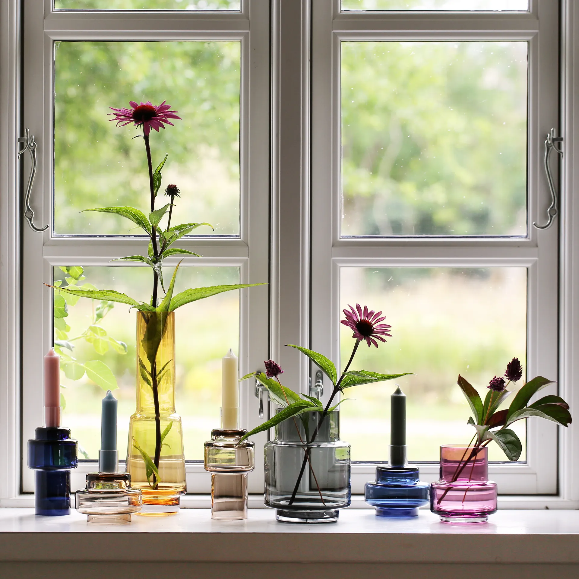 Glass candlestick no. 54, Indigo blue Ro Collection