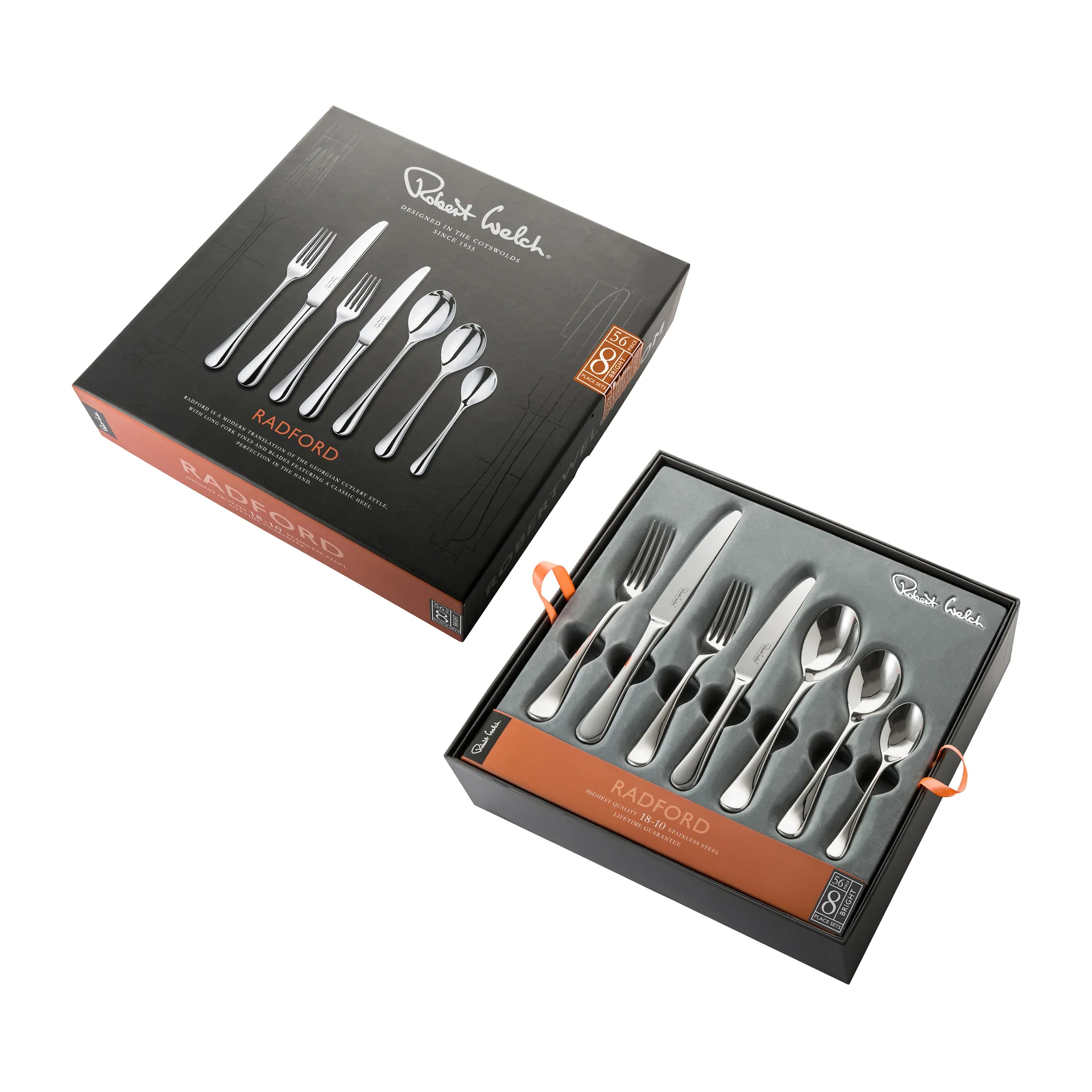 Couverts effet miroir Radford, 56 pièces Robert Welch