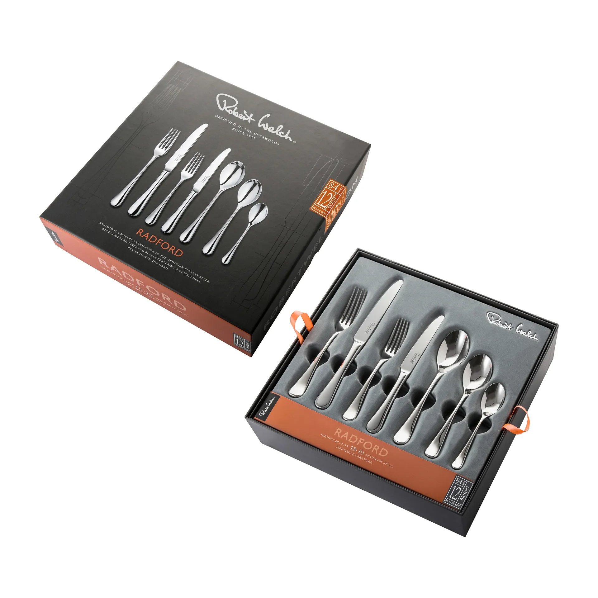 Couverts effet miroir Radford, 84 pièces Robert Welch