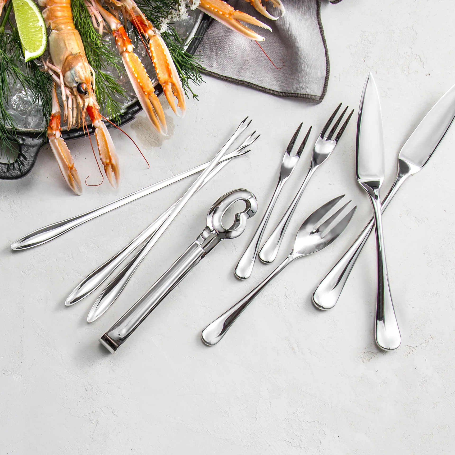 Fourchette à homard effet miroir Radford, Acier inoxydable Robert Welch