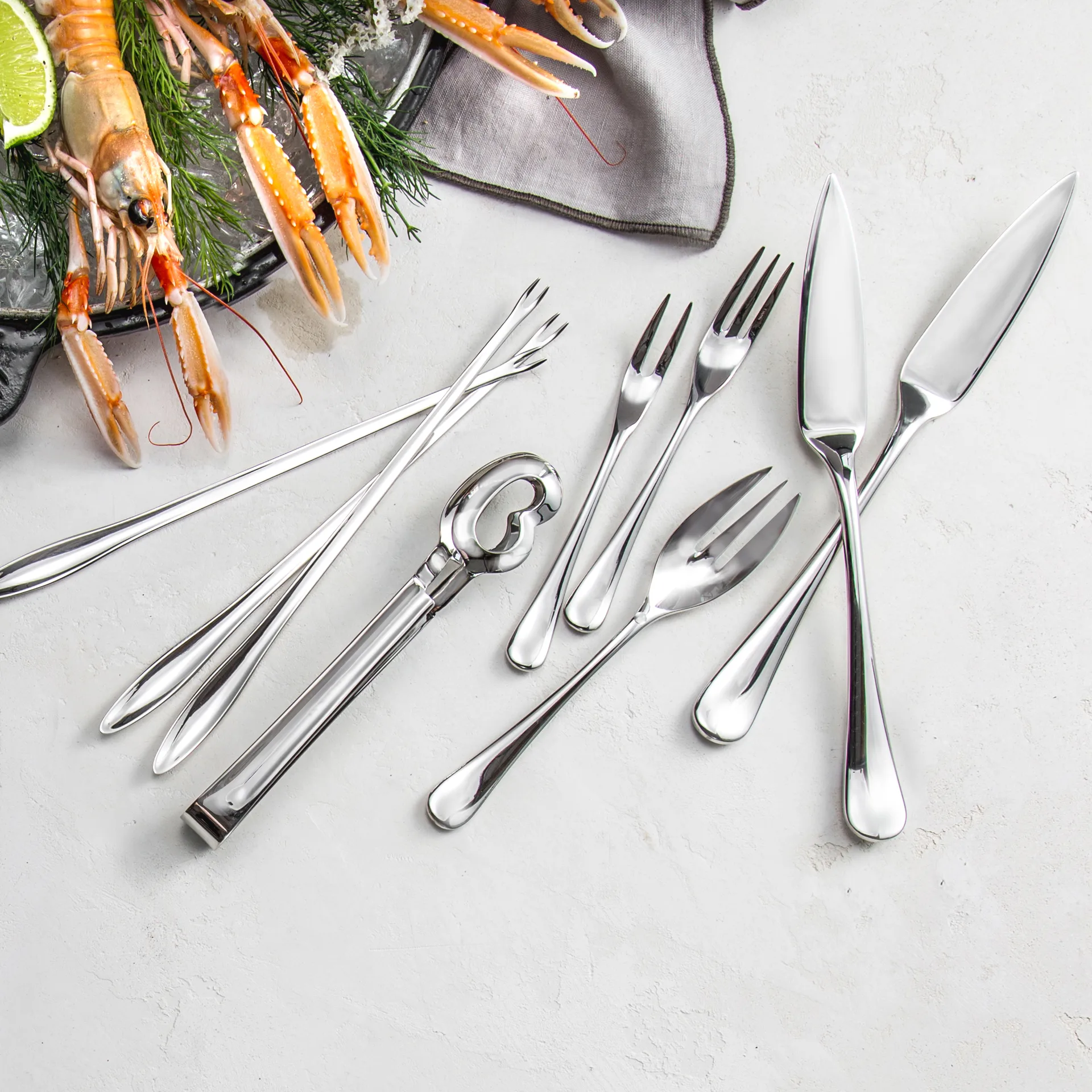 Fourchette à huîtres effet miroir Radford, Acier inoxydable Robert Welch