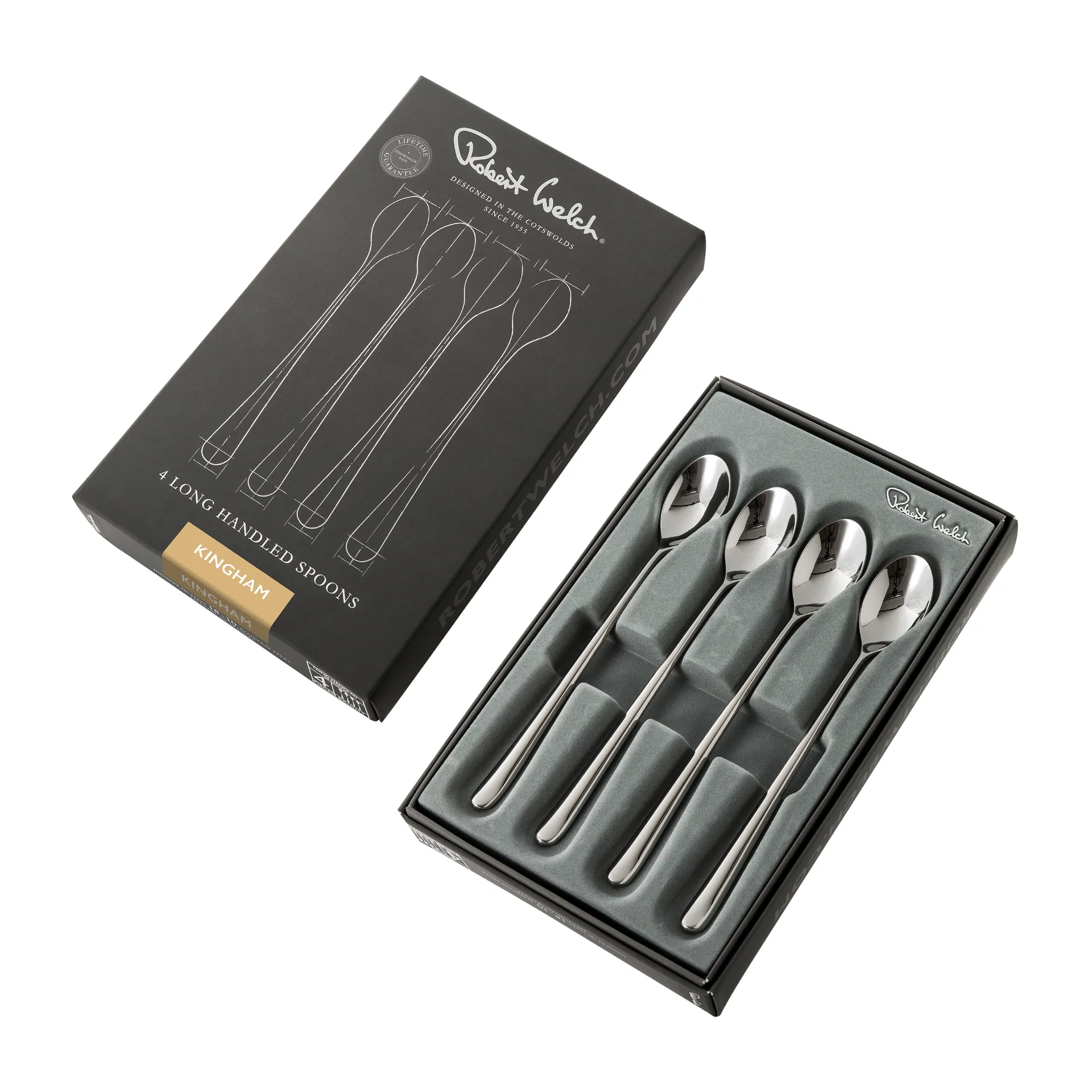 Set de 4 cuillères à café Kingham Bright, Acier inoxydable Robert Welch