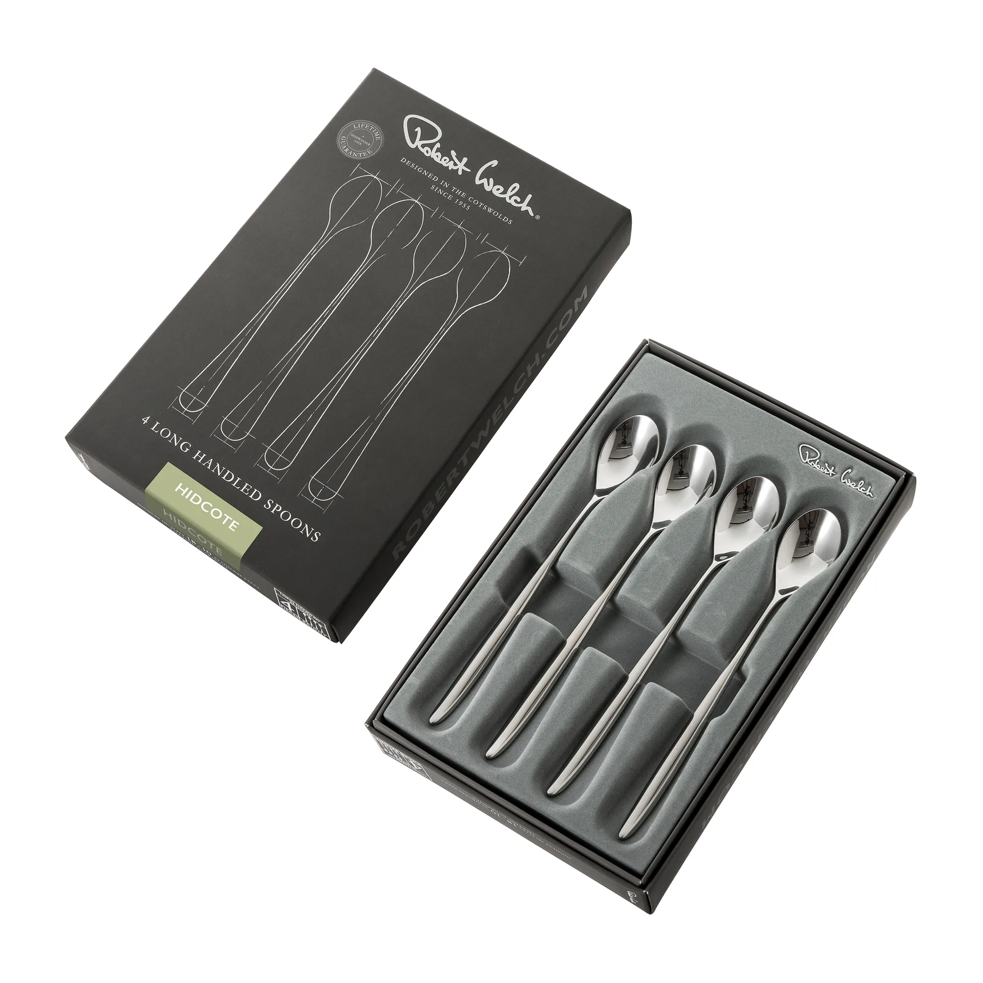 Set de 4 cuillères à latte Hidcote Bright, Acier inoxydable Robert Welch