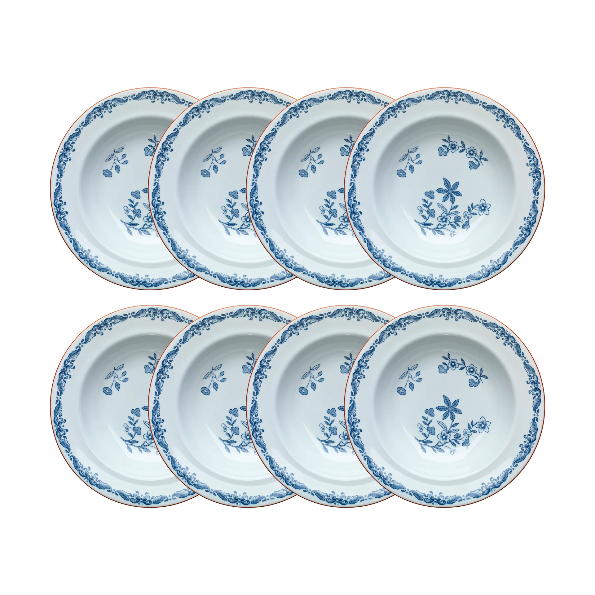 Assiette creuse Ostindia Ø24 cm lot de 8 – Bleu Rörstrand