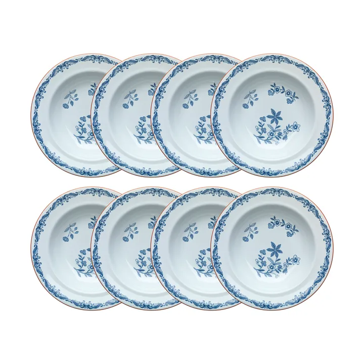 Assiette creuse Ostindia Ø24 cm lot de 8 – Bleu - undefined - Rörstrand