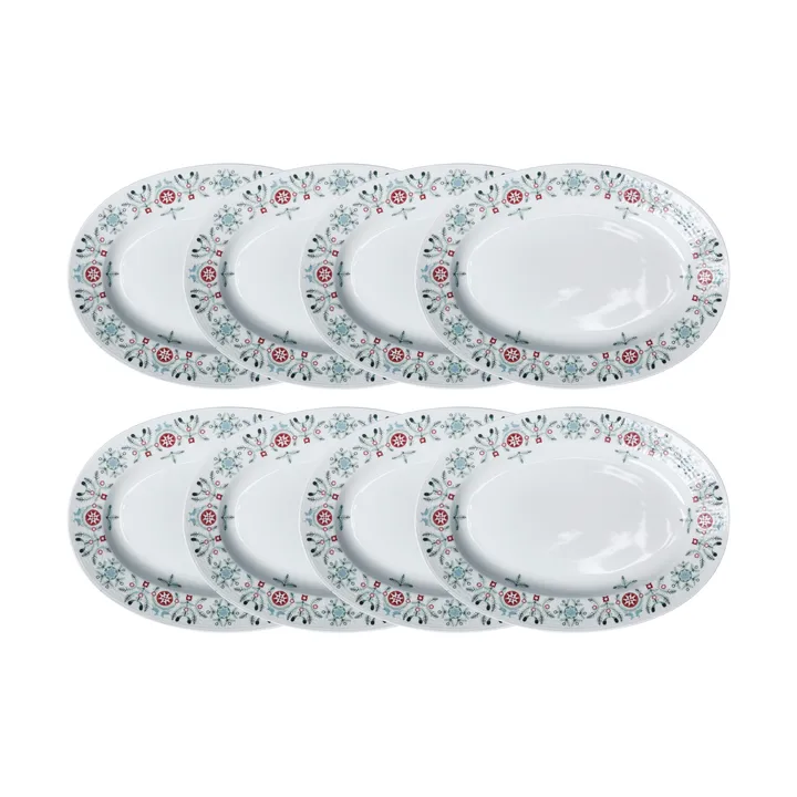 Assiette Swedish Grace Winter ovale lot de 8 - Blanc - undefined - Rörstrand