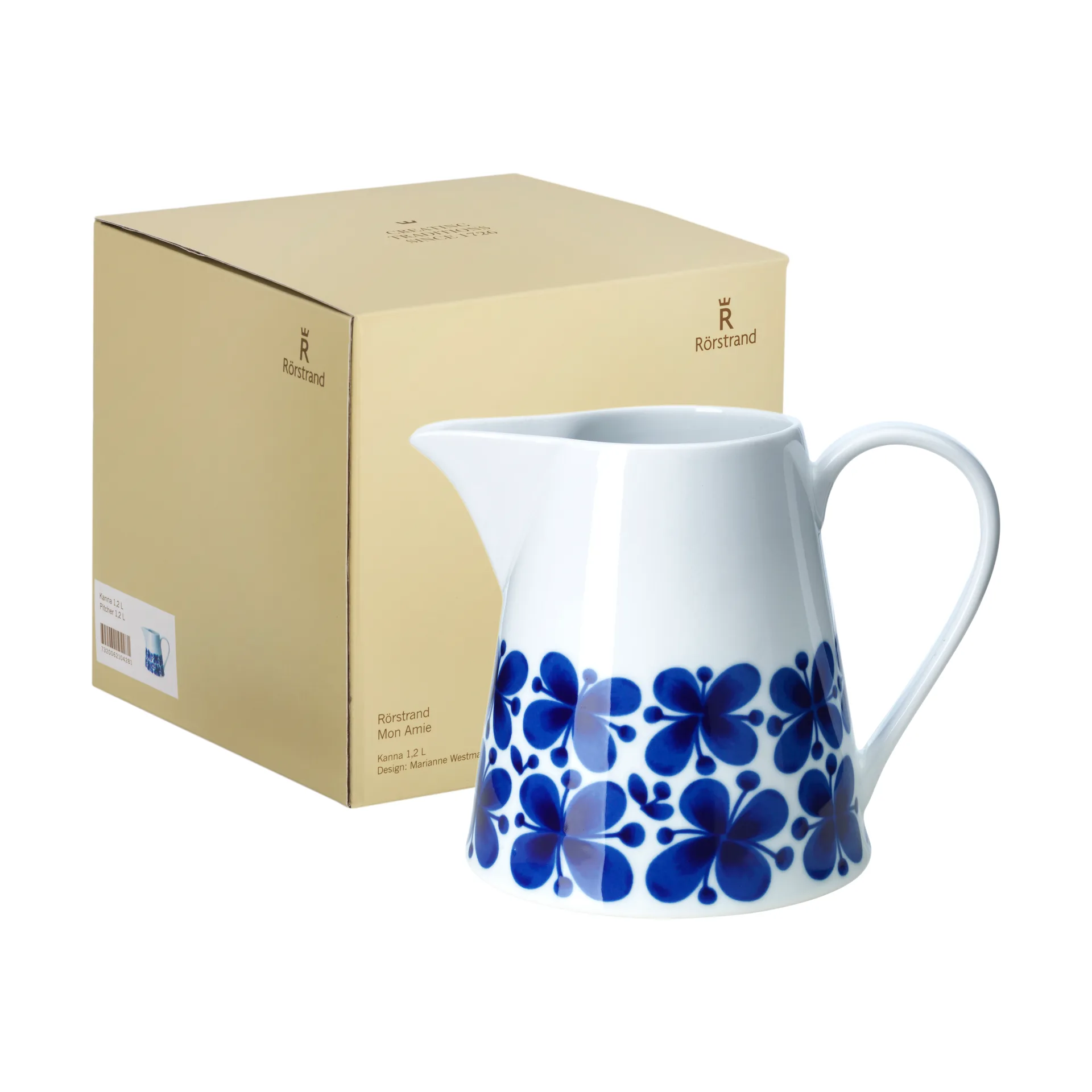 Coffret cadeau Cruche Mon Amie 1,2 l, Bleu-blanc Rörstrand