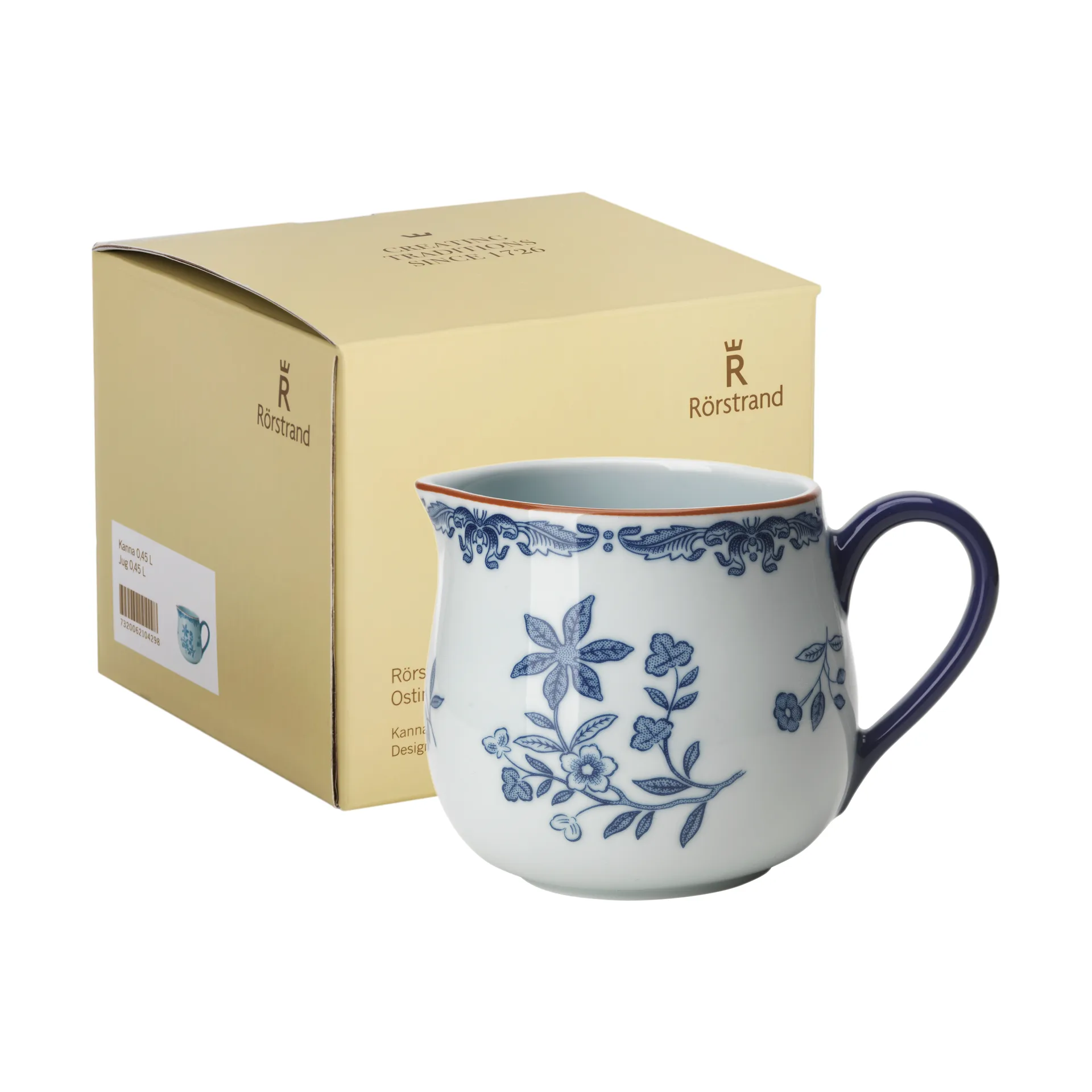 Coffret cadeau Cruche Ostindia 45 cl, Bleu-blanc Rörstrand