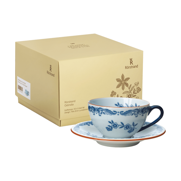 Coffret cadeau Tasse avec soucoupe Ostindia 16 cl, Bleu-blanc Rörstrand