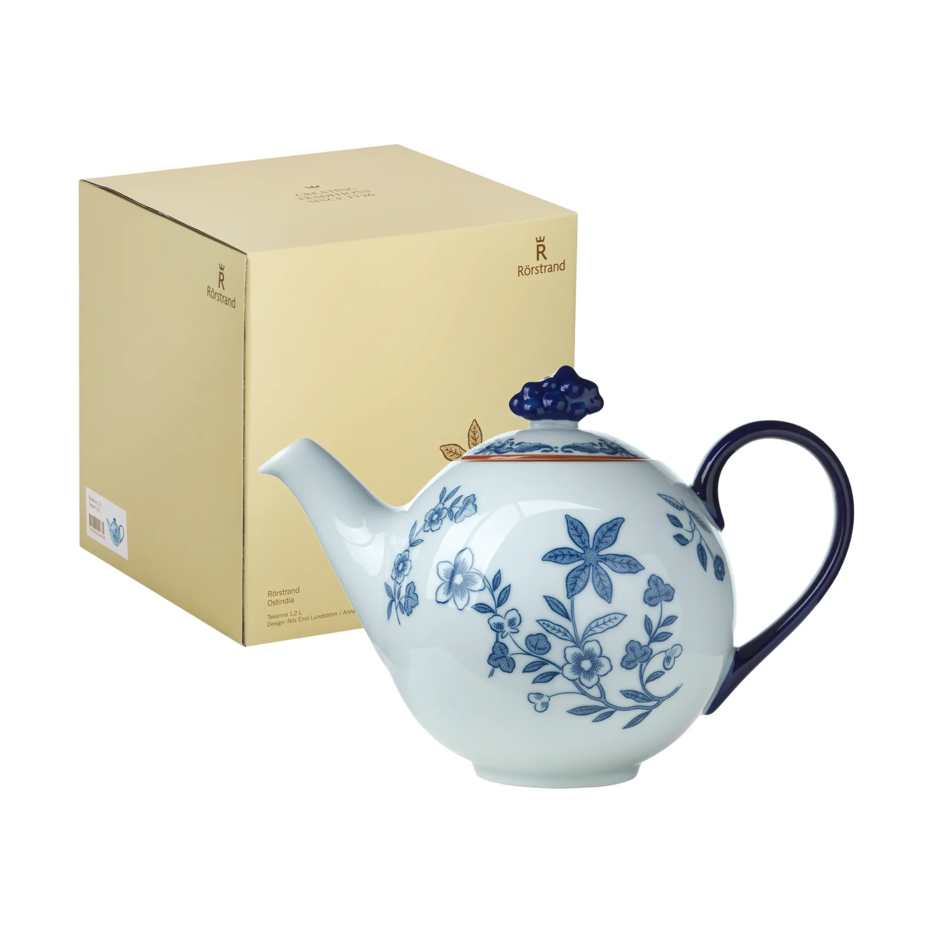 Coffret cadeau Théière Ostindia 1,2 l, Bleu-blanc Rörstrand