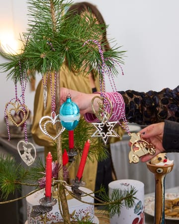 Décoration de Noël Karen Blixen cœur en perles 6,5 cm - Doré - Rosendahl
