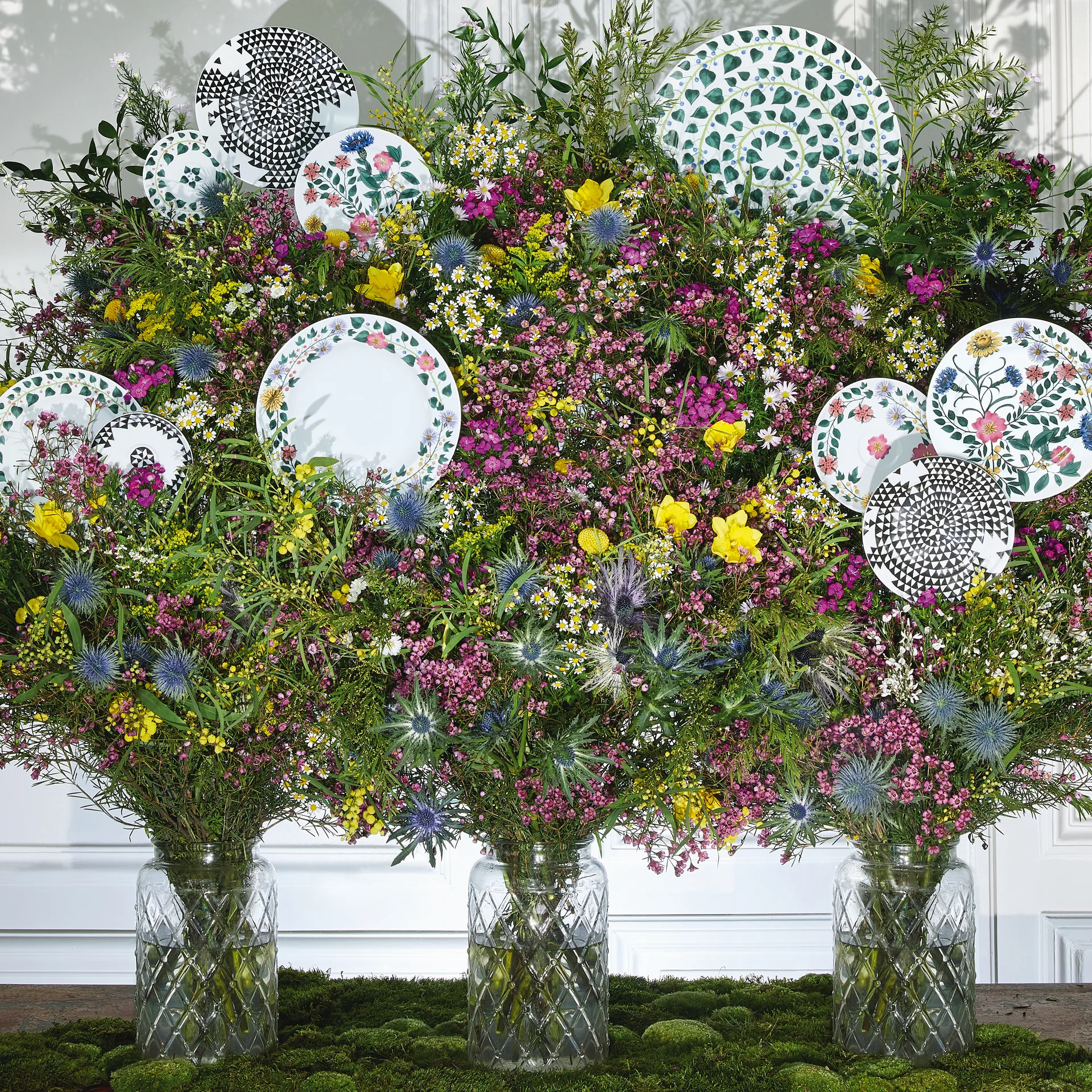 Plat à service Magic Garden Foliage Ø33 cm, Blanc-vert Rosenthal