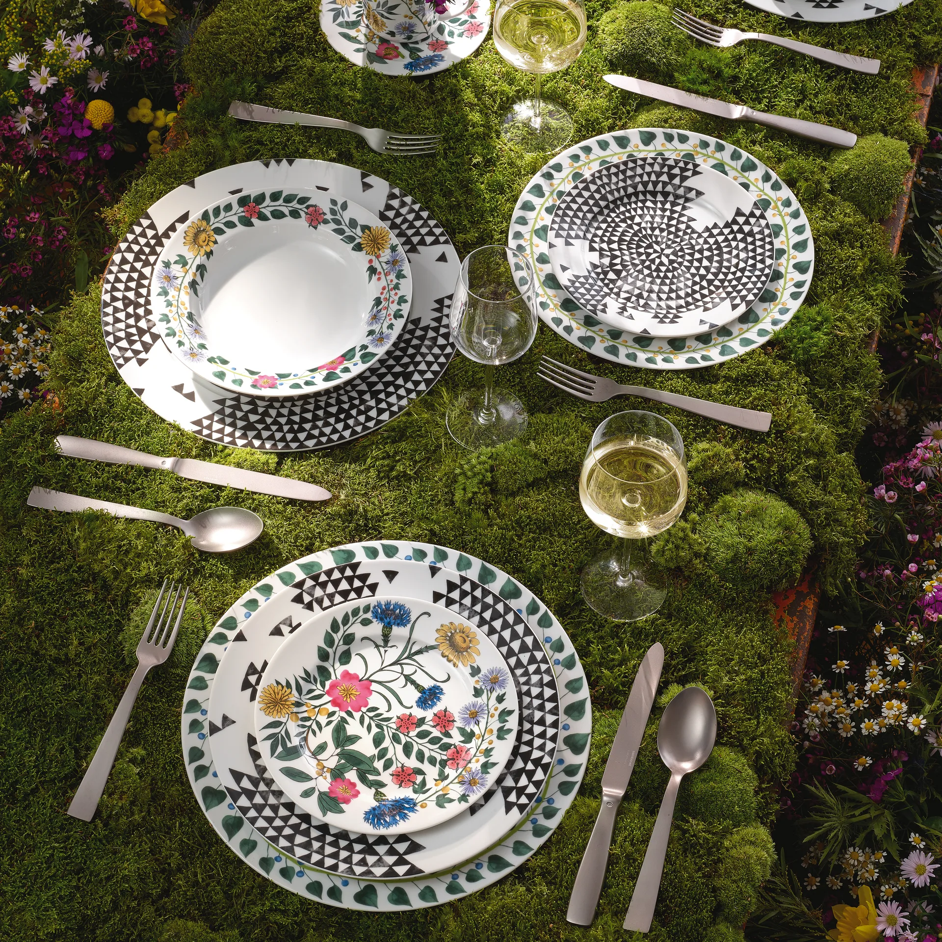 Plat à service Magic Garden Foliage Ø33 cm, Blanc-vert Rosenthal