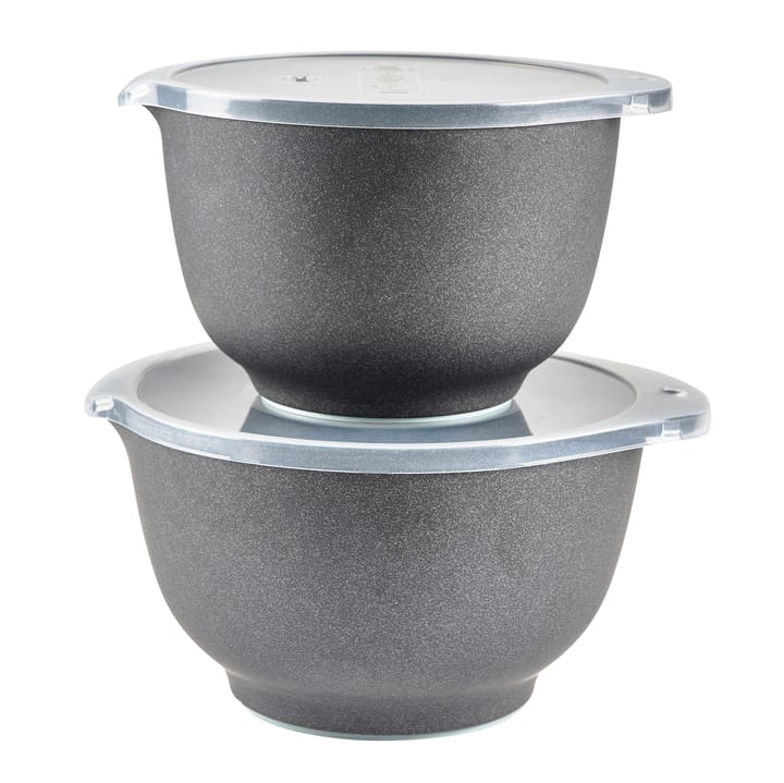 Ensemble de bols avec couvercles mat Margrethe Lot de 2 - Pebble noir - Rosti