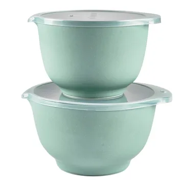Ensemble de bols avec couvercles mat Margrethe Lot de 2 - Pebble vert - Rosti