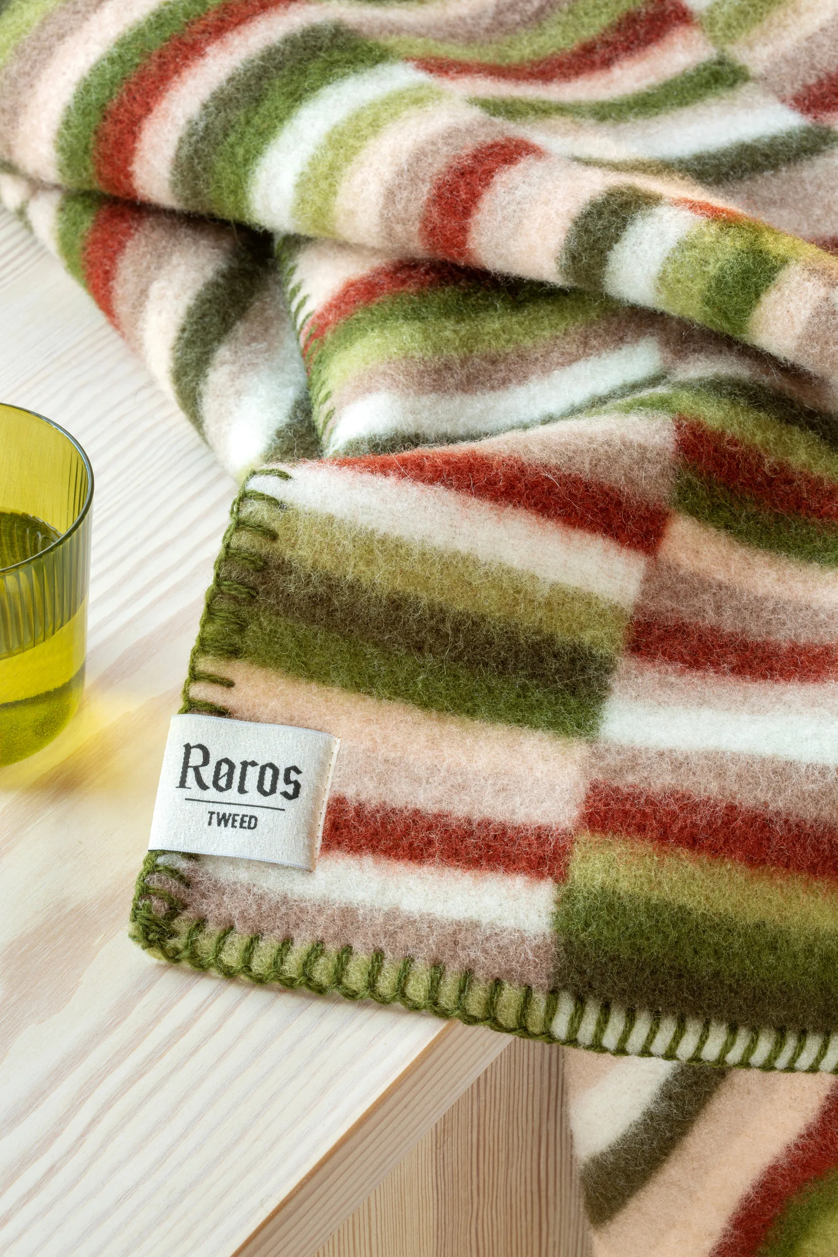 Plaid Ida 135x200 cm, Olive burgundy Røros Tweed