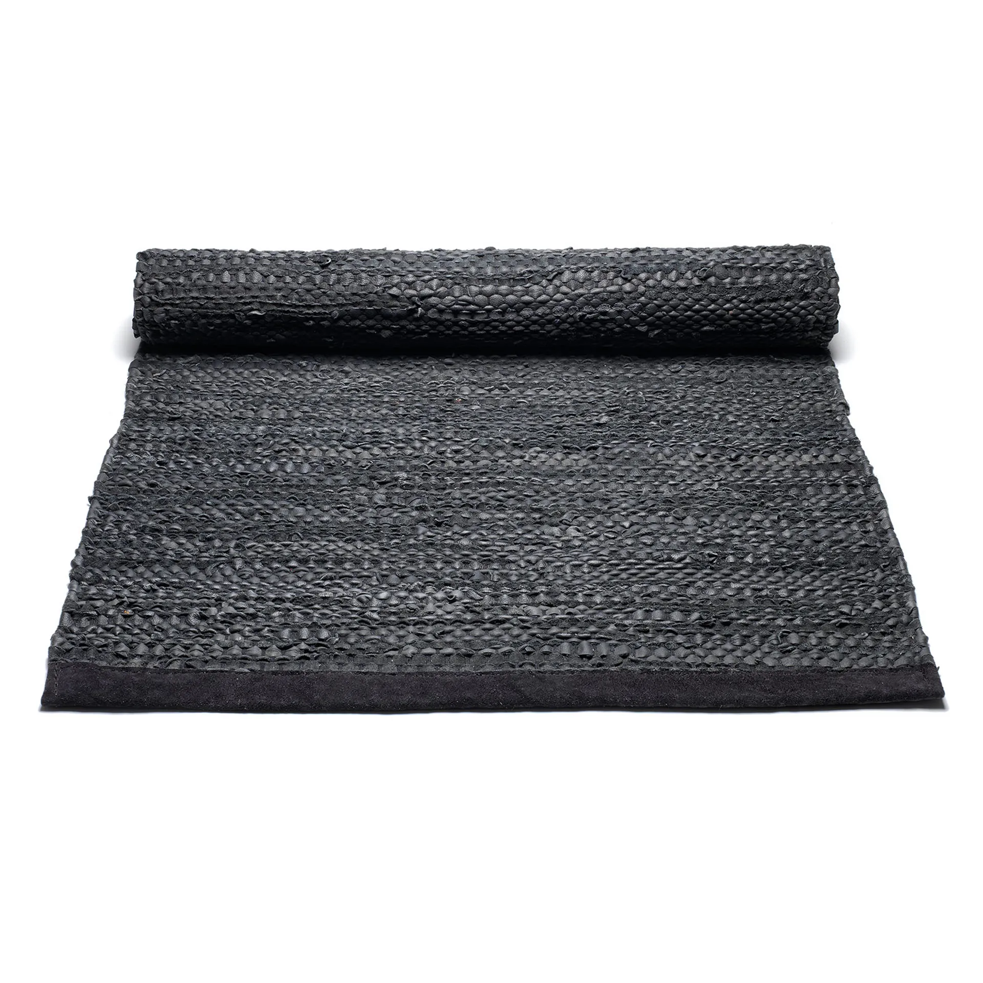 Tapis Leather 140x200cm, black (noir) Rug Solid