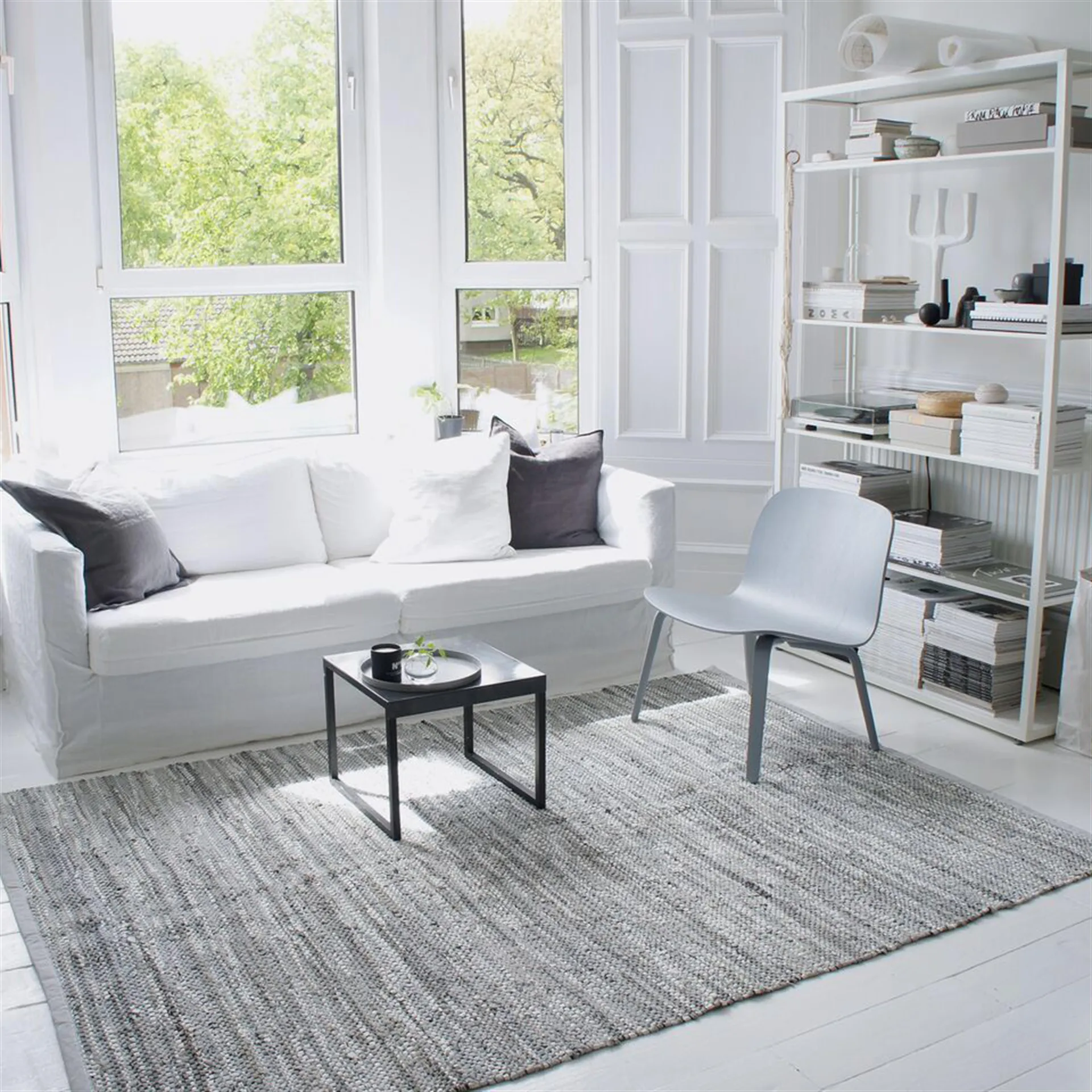 Tapis Leather 170 x 240 cm, gris clair Rug Solid