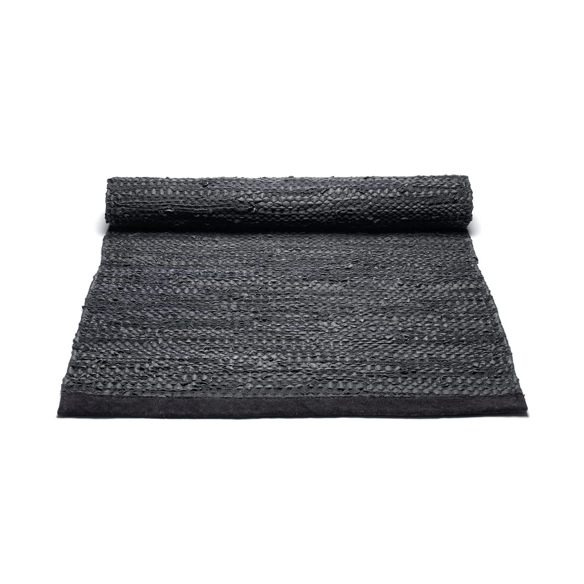 Tapis Leather 60x90cm, black (noir) Rug Solid