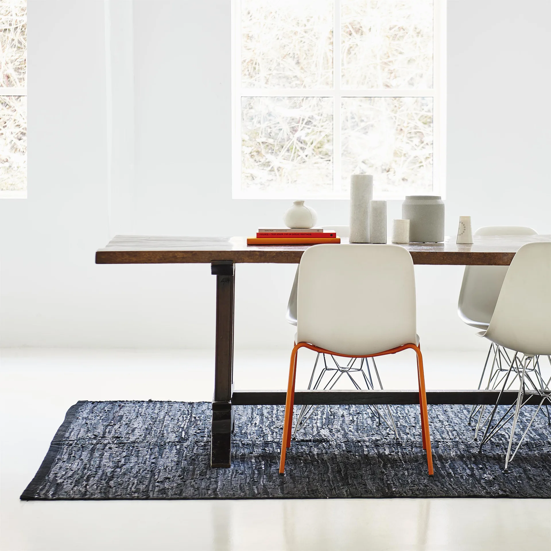 Tapis Leather 60x90cm, black (noir) Rug Solid