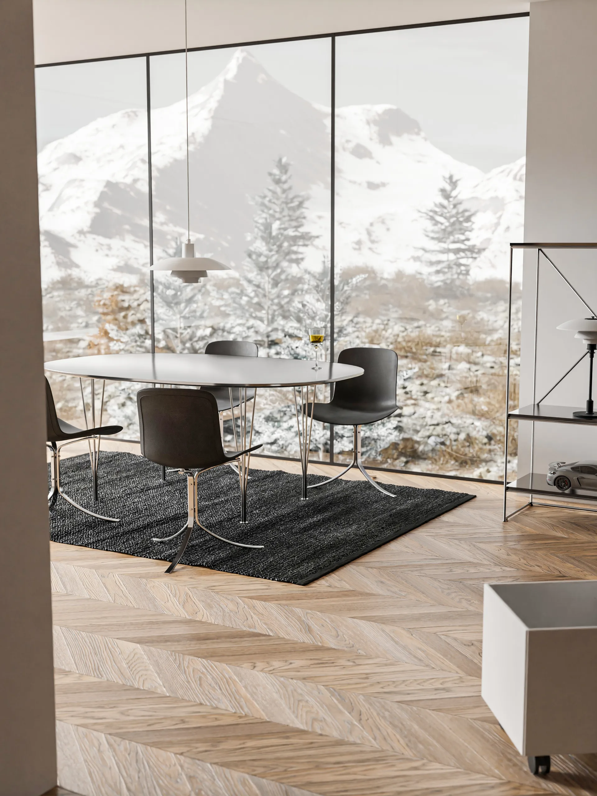 Tapis Leather 65x135cm, black (noir) Rug Solid