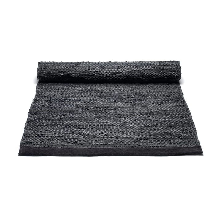 Tapis Leather 65x135cm, black (noir) Rug Solid
