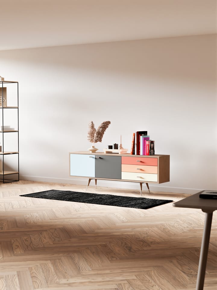Tapis Leather 75x300cm, black (noir) Rug Solid