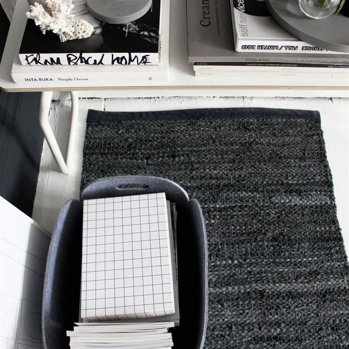 Tapis Leather 75x300cm, black (noir) Rug Solid