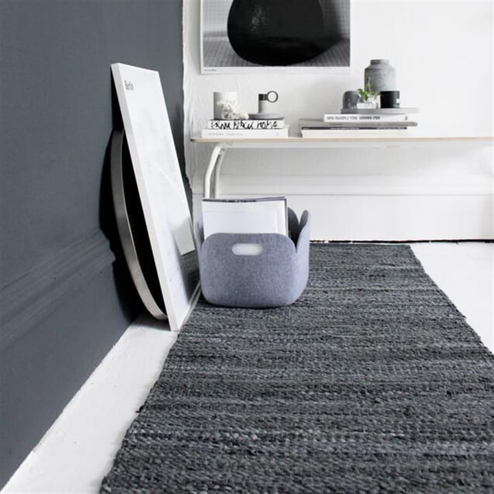 Tapis Leather 75x300cm, black (noir) Rug Solid