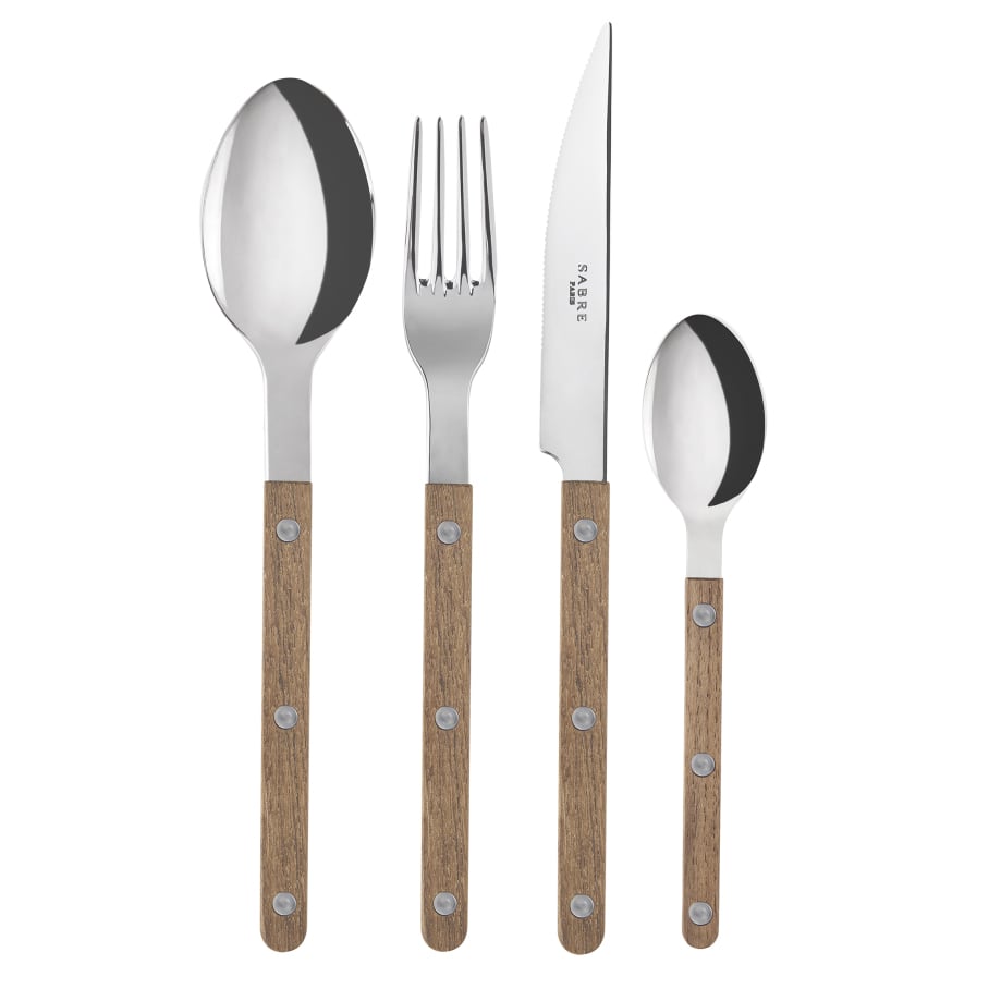 SABRE Paris Couvert Bistrot 24 Pièces Teak wood | Design Scandinave | Sets de couverts | Marron