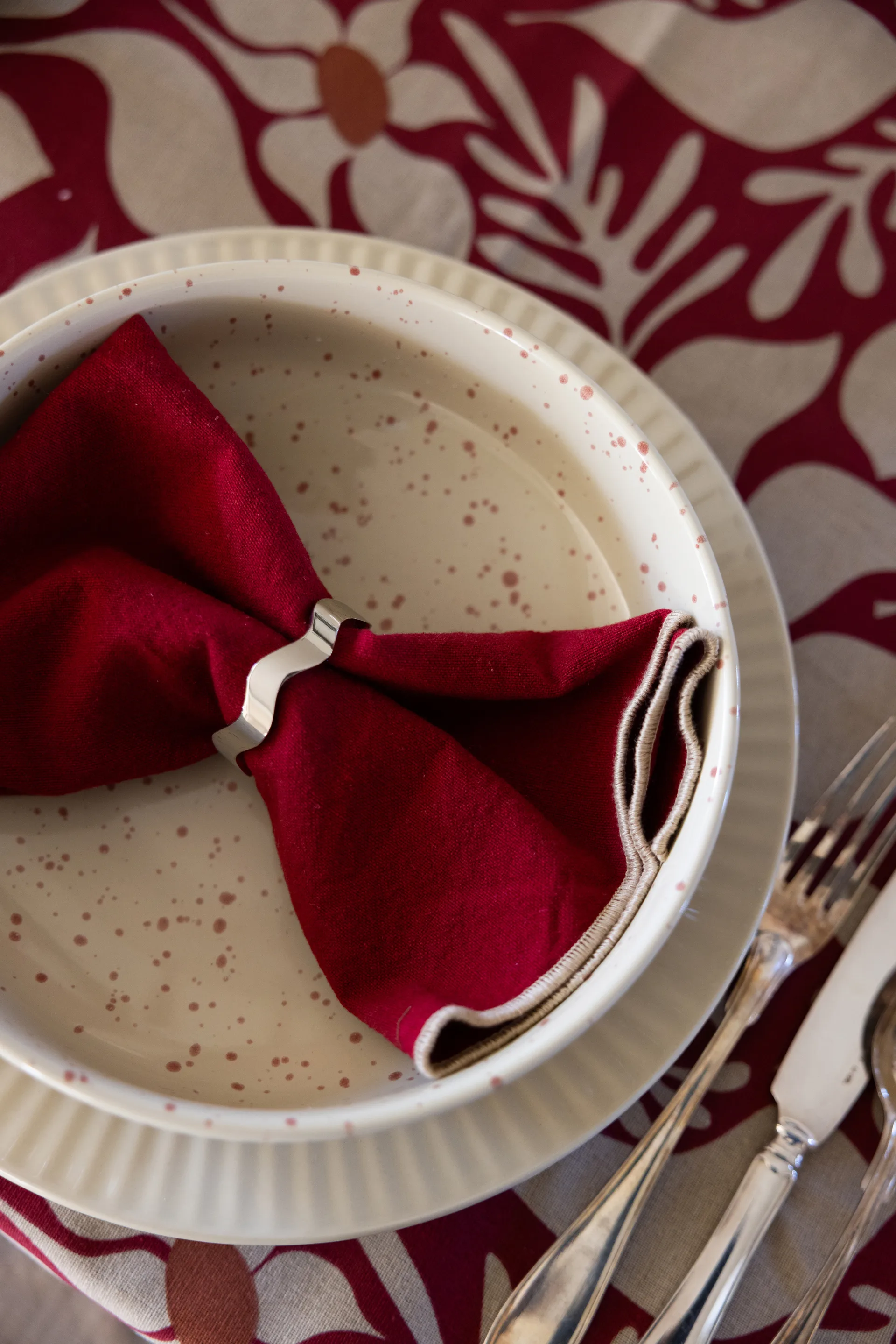 Bol de service Ditte, Beige-bordeaux Sagaform