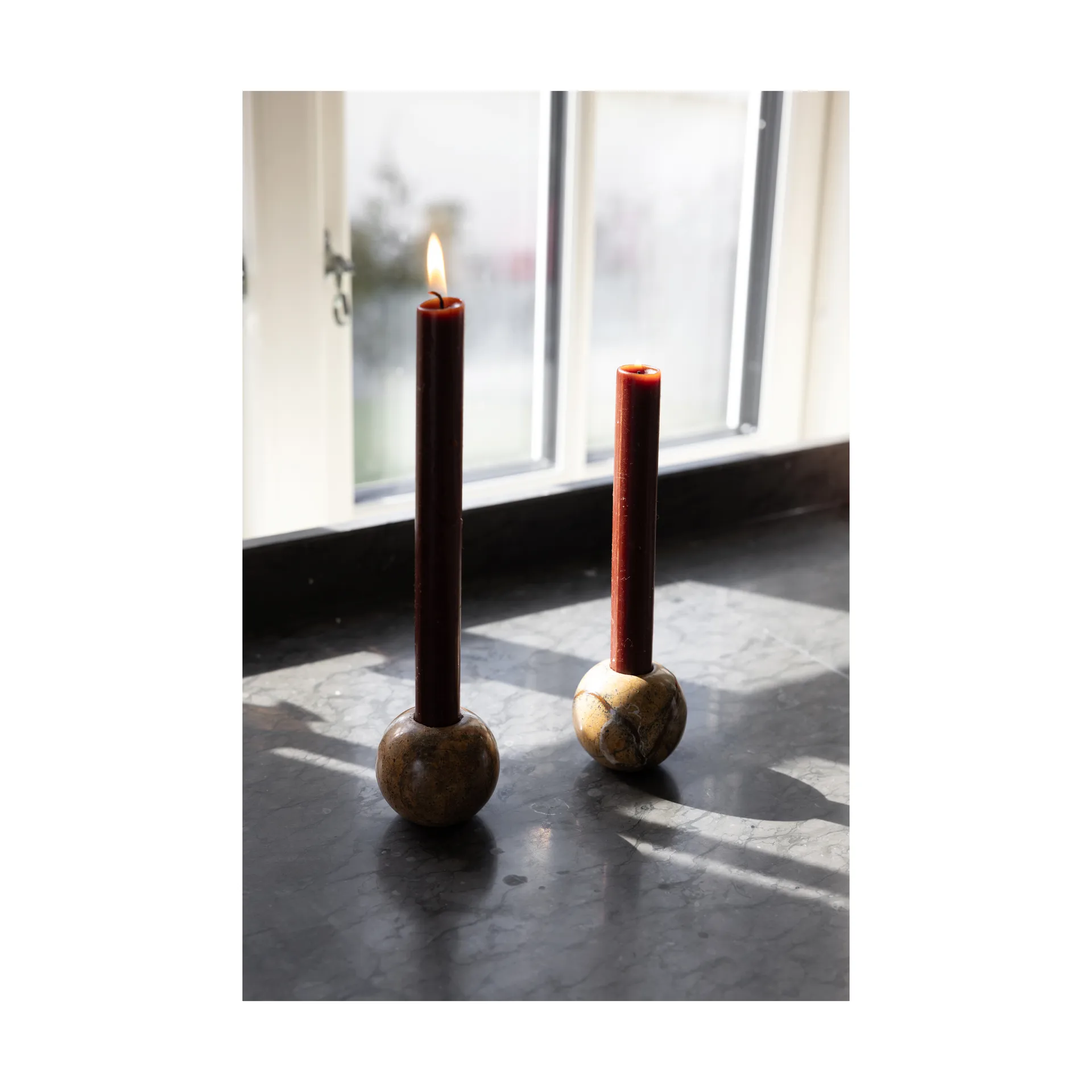 Bougeoir en pierre Ø6 cm, Marbre forestier brun Sagaform