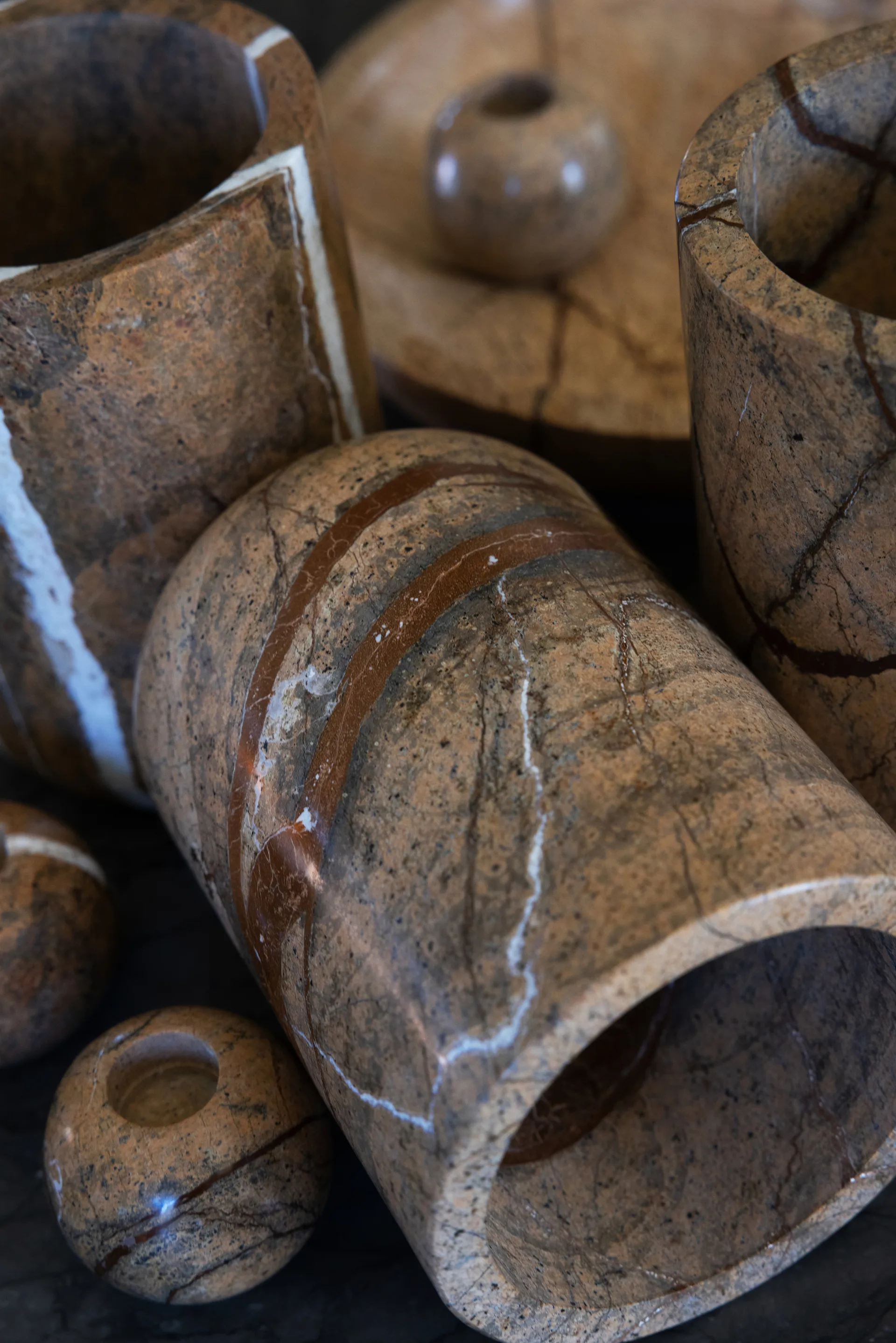 Bougeoir en pierre Ø6 cm, Marbre forestier brun Sagaform