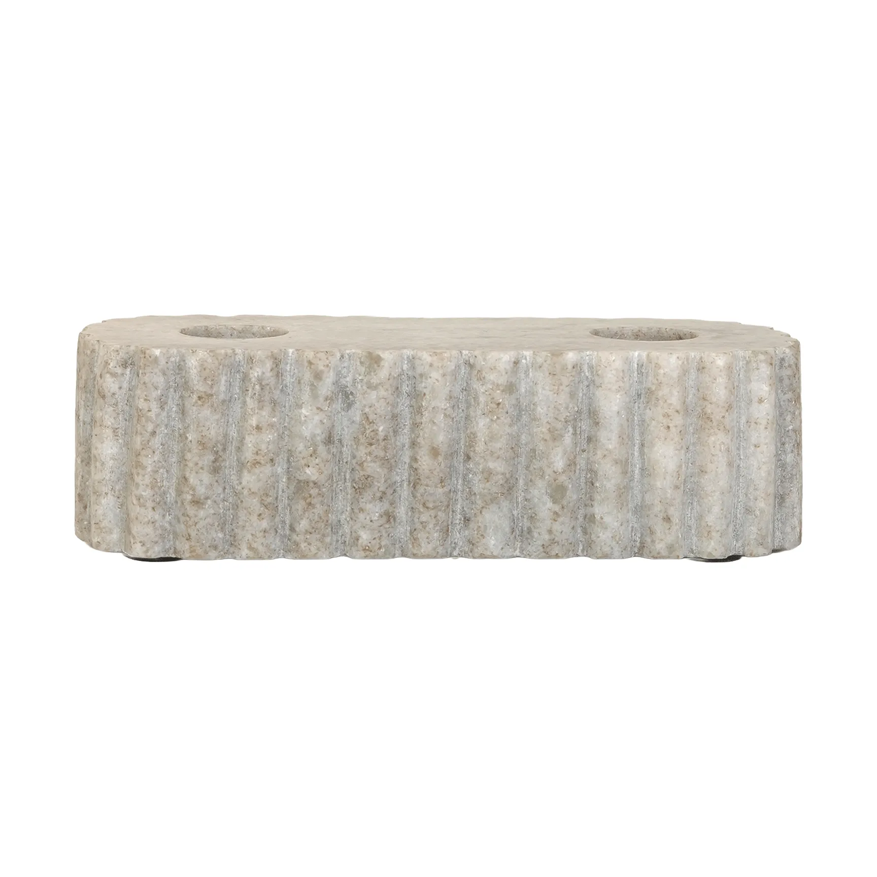 Bougeoir Sten pour deux bougies, Marbre travertin, 15x6x4 cm Sagaform