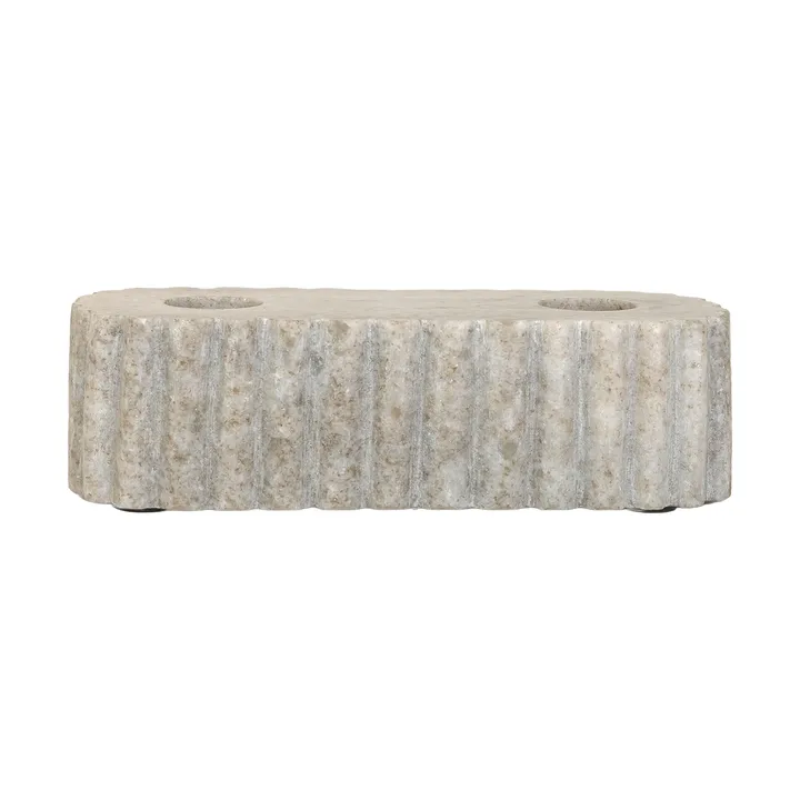 Bougeoir Sten pour deux bougies - Marbre travertin, 15x6x4 cm - Sagaform