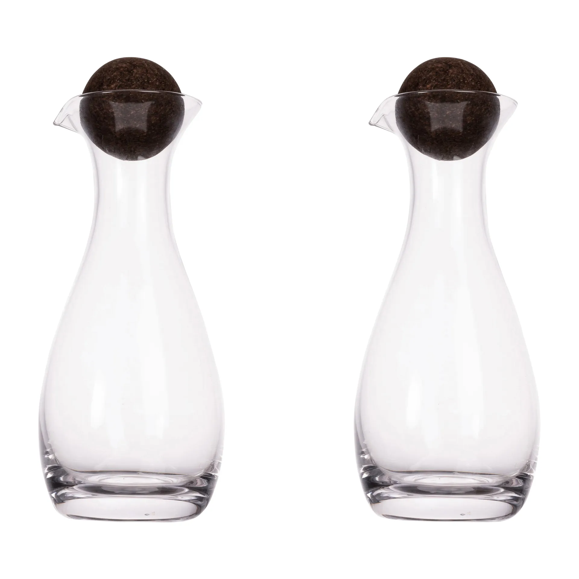 Bouteille à huile/vinaigre avec boule en liège Nature Lot de 2 35cl, Transparent-marron foncé Sagaform