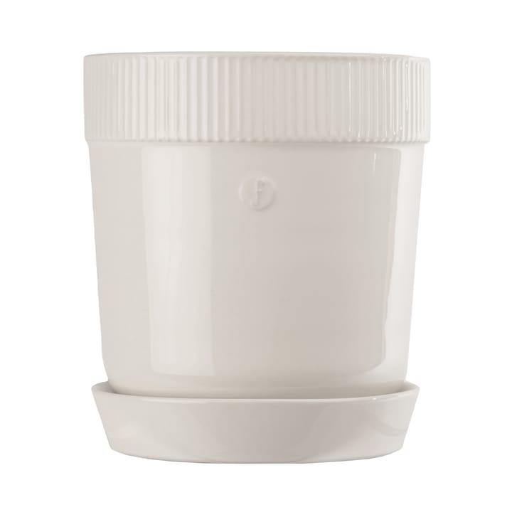 Cache-pot Elise avec soucoupe Ø14 cm - Blanc - Sagaform