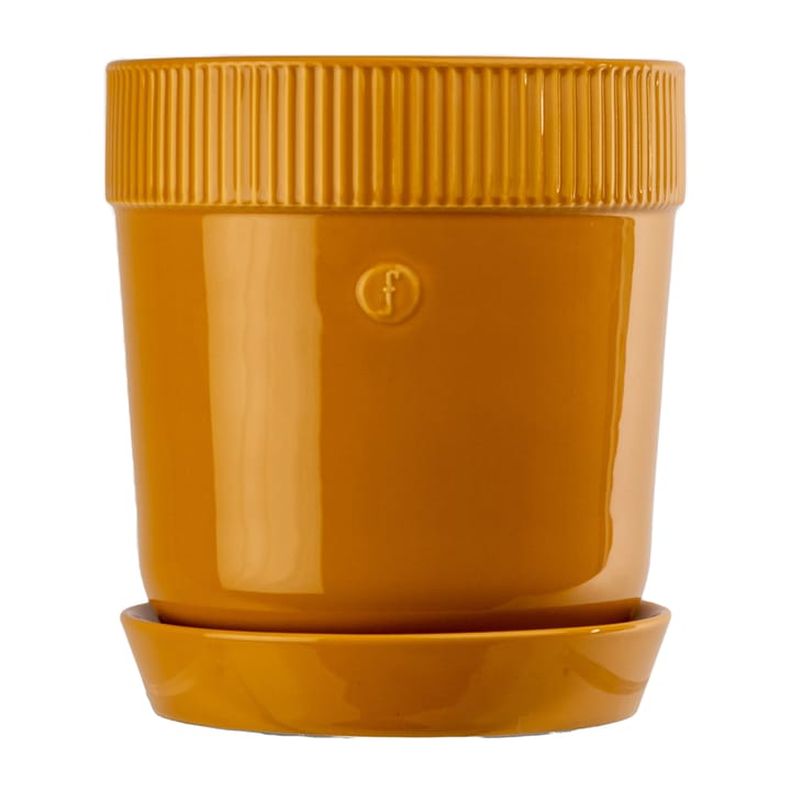 Cache-pot Elise avec soucoupe Ø14 cm - Jaune - Sagaform