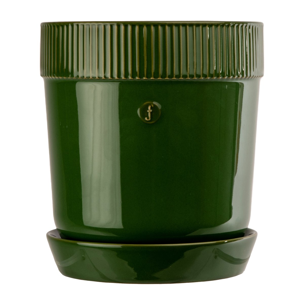 Sagaform Cache-pot Elise avec soucoupe 17 cm Vert | Design Scandinave | Cache-pots | Vert