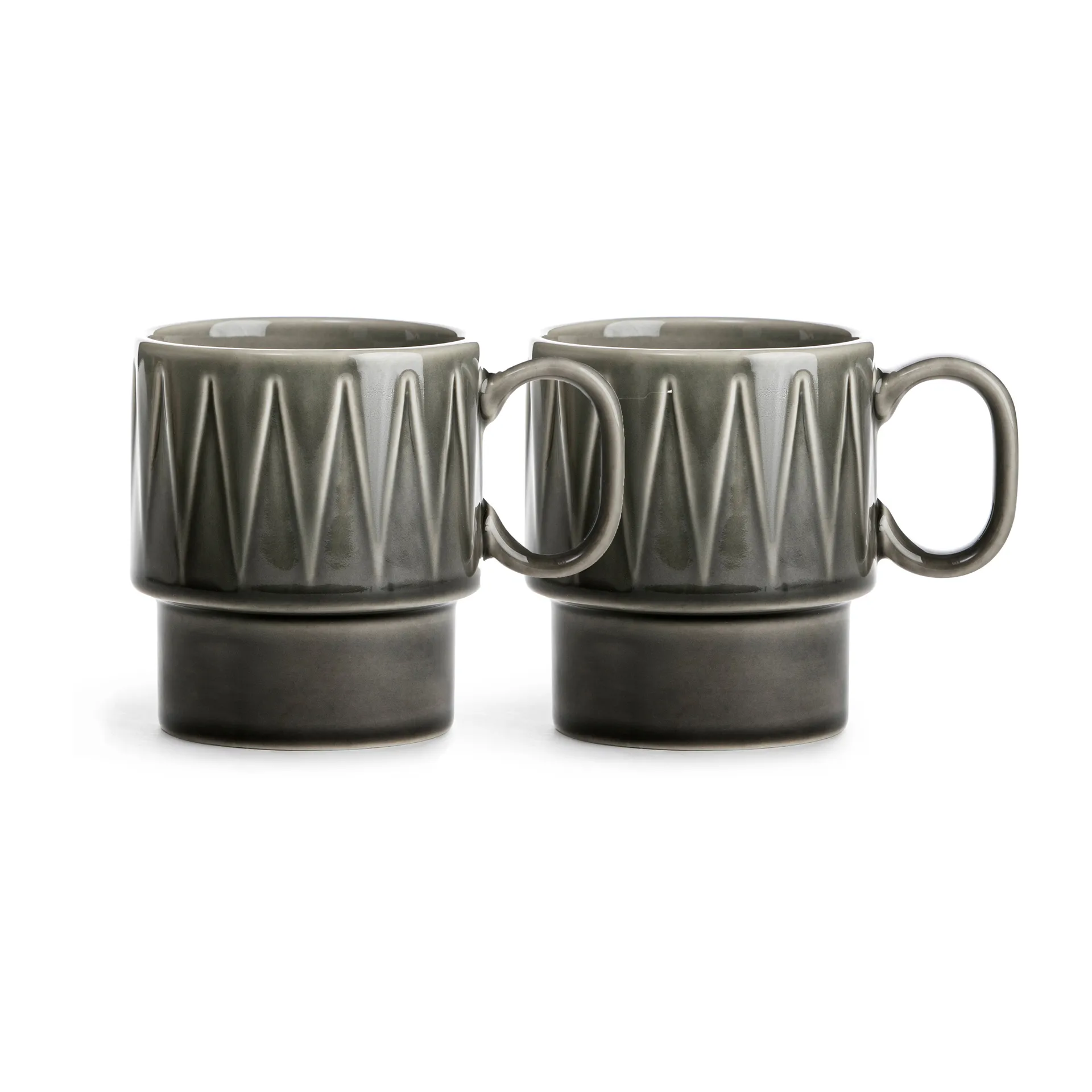 Mugs à café Coffee & More lot de 2, Gris Sagaform
