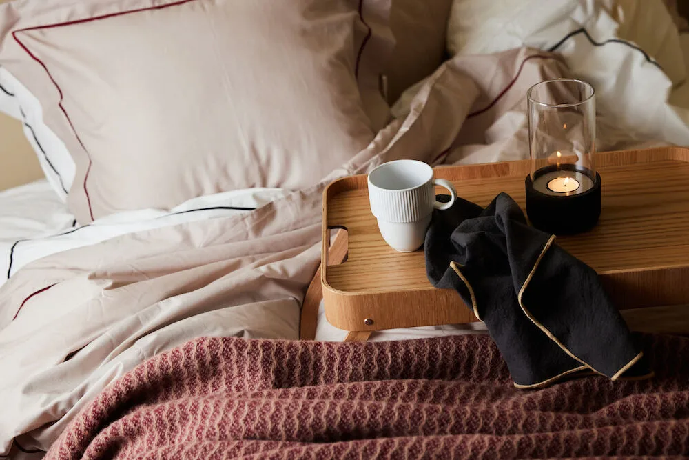 Parure de lit Carl 150x210 cm, Beige-bordeaux. Sagaform