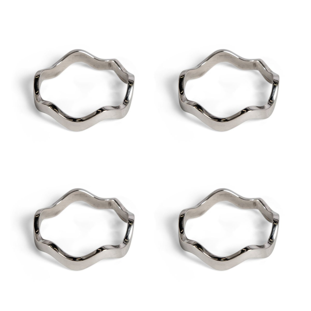 Sagaform Rond de serviette Anna Lot de 4 Argenté | Design Scandinave | Porte-serviettes & ronds de serviettes | Argenté