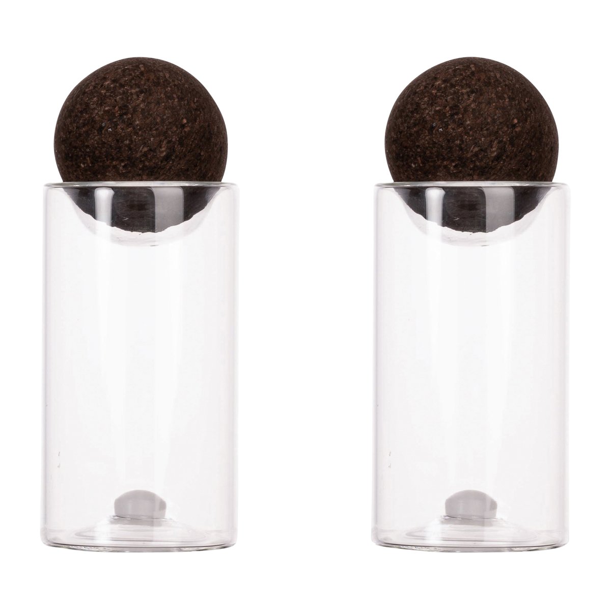 Sagaform Salière et poivrier avec boule en liège Nature Lot de 2 Transparent-marron foncé