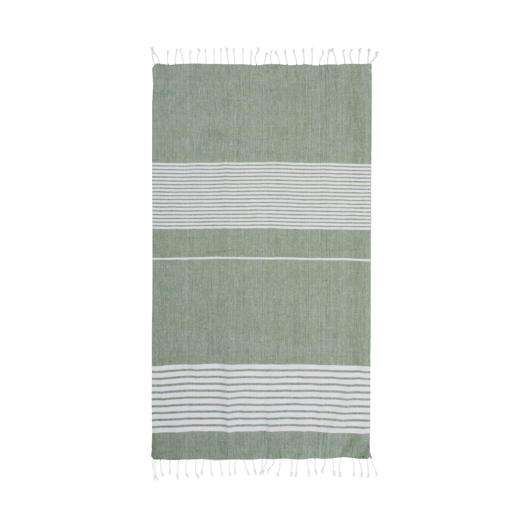Sagaform Serviette de bain rayée Ella hamam 145x250 cm Vert