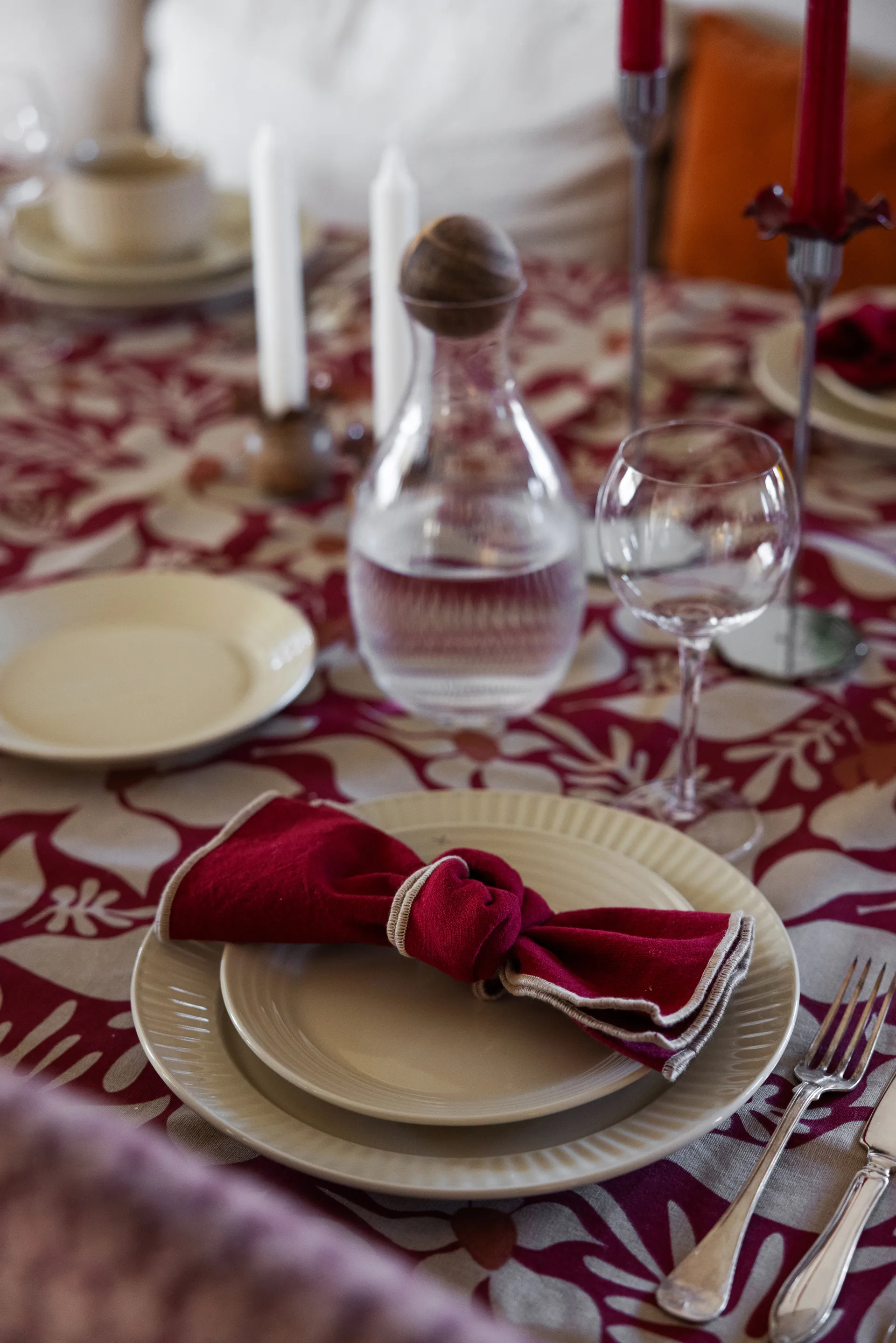 Serviette Edith 45x45 cm, 2 pièces, Bordeaux Sagaform