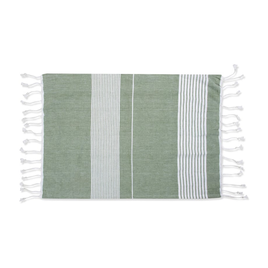 Sagaform Serviette Ella Hamam 50x70 cm Beige | Design Scandinave | Serviettes de toilette | Vert