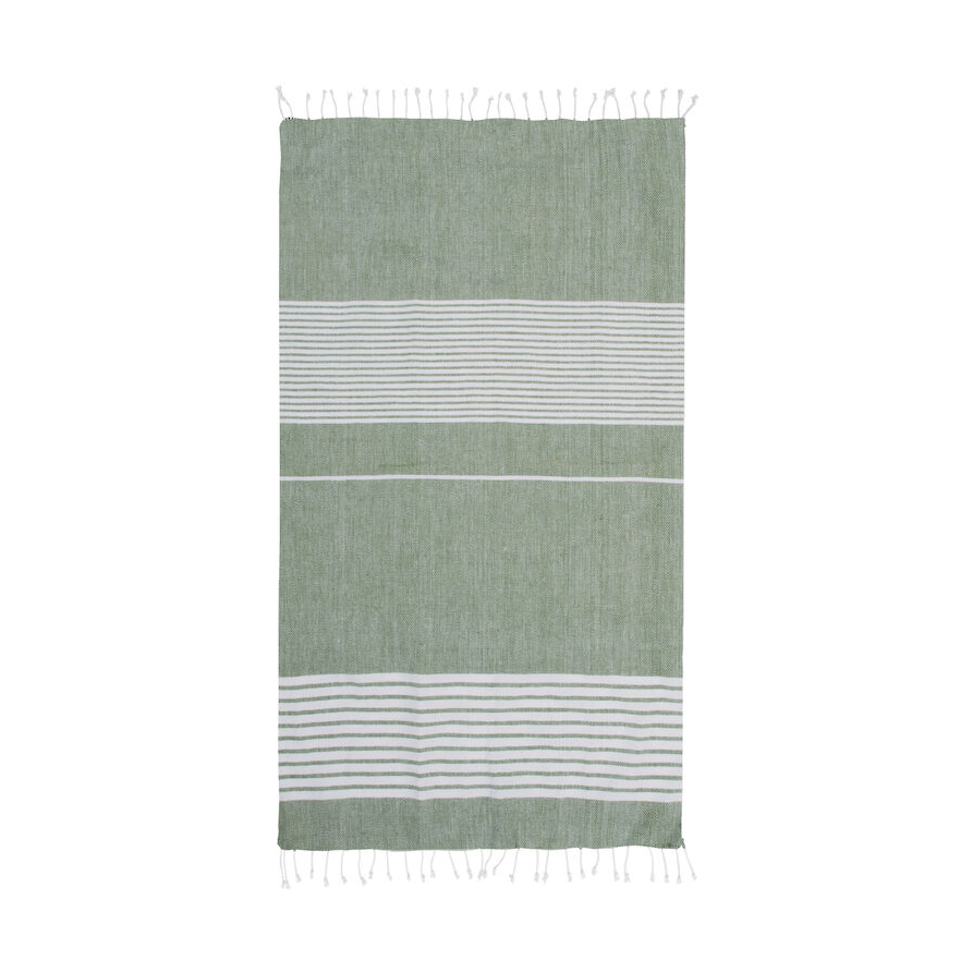 Sagaform Serviette rayée Ella hamam 90x170 cm Vert | Design Scandinave | Serviettes de bain | Vert